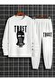 3 Thread Trust Nobody Sweatshirt Sweatpants Jogger - White Printed Bottom Top Sweatpants Set Crew Neck - 3