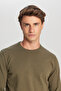 Men's Khaki Cotton Standard Fit Regular Cut Crew Neck Knitwear Sweater - 4