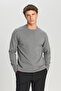 Men's Gray Melange Cotton Standard Fit Regular Cut Crew Neck Knitwear Sweater - 3