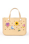EVA Rubber Beach Tote Bag with 5 Summer Charms for Women & Family - (Beige - Large)