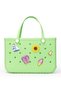 EVA Rubber Beach Tote Bag with 5 Summer Charms for Women & Family - (Green - Large)