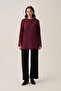 Burgundy-Soft Textured Gold Buttoned Sweatshirt - 2
