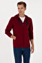 Men's Regular Fit Regular Fit Zippered Hooded Claret Red Knitted Cardigan 50307765-Vr014 - 3