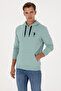 Men's Regular Fit Hooded Mint Basic Sweatshirt 50307703-Vr090