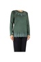 Women's Stone and Embroidered Seasonal Bluse with Collar and Hem - 2