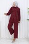 Stone Detailed Suit Burgundy 19266 - 4