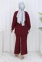 Stone Detailed Suit Burgundy 19266 - 5