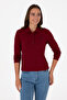 Women's Burgundy Basic Polo Neck Sweatshirt 50307755-Vr014