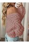 Women's Knitwear V-Neck Short Crop t Sleeve Casual Openwork Buttoned Loose Trendy Knit Cardigan Cinnamon - 3