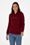 Women's Burgundy Hooded Basic Sweatshirt 50307711-Vr014 - 3