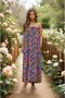 Women's Strapless Lined Chiffon Midi Summer Dress 700-3753374