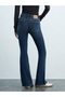 Women's High Waist Dark Blue Full Lycra Spanish Leg High-End Jeans Pants - 2
