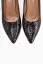 Emelia Genuine Leather Black Snake Pattern Women's Heeled Shoes - 3