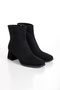 Women's Black Suede Blunt Toe Heeled Boots - 4
