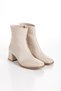 Women's Beige Blunt Toe Heeled Boots - 4