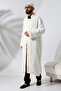 Gold Yellow Pattern Embroidered Cream Imam Robe with Snap Closure and Pockets - 4