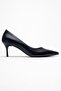Navy Blue - Flat Thin Heeled Women's Stilettos - 2