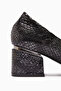 Emelia Genuine Leather Black Snake Pattern Women's Heeled Shoes - 5