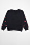 Girl's Sweatshirt with Cherry Embroidery on the Sleeves - 5
