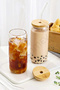 2-Pack Glass Cup with Bamboo Lid and Straw 500ml Heat Resistant Cola-Shaped Coffee Drink Presentation Cup - 6