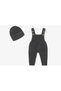 Baby Girl and Boy Adjustable Strap Diamond Pattern Beret Knitwear Salopet Set - 7