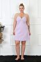 Women's Lilac Cotton Rope Strap Large Size Nightgown - 6