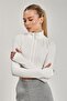 Women's Stand Collar Zippered Bodysuit - White - 3