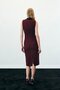 Sleeveless Tweed Dress with Scarf - Burgundy - 8