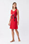 Women's Thick Strap Combed Cotton Above Knee Red Nightgown - 3