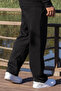Black Men's 3-Thread Baggy Ribbed Sweatpants - 6