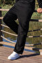 Black Men's 3-Thread Baggy Ribbed Sweatpants - 4
