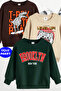Brooklyn and Game Handle Printed 3-Pack Unisex Green-Beige-Brown Children's Sweatshirt
