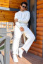 White Men's 3-Thread Baggy Ribbed Sweatpants - 4