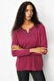 Women's Crew Neck Floral Embroidered Blouse Plum - 2