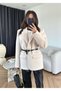 Belted Plush Fur Textured Thick Lining Design Buttoned Equivalent Blazer Jacket Coat - 7