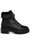 Women Faux Fur Collar Ankle Boots in Black - 2