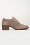 Women's Genuine Leather Heeled Oxford Shoes - Stone - 3