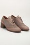 Women's Genuine Leather Heeled Oxford Shoes - Stone - 4