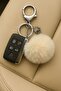 Plush Fluffy Pom Pom Puff Cream Furry Home Office Car Phone Wallet Bag Keychain - 3