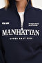 Zippered Collar Embossed Sweatshirt S12058 - 3