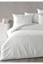 100% Cotton Satin Stripe Flounce Double Duvet Cover Set Off-White 200X220 cm - 2