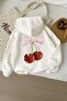 3-Ply Combed Cotton Cherry Printed Unisex Kids Hooded Sweatshirt