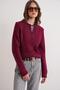 6951 Women's Crew Neck Buttoned Knitwear Short Cardigan Burgundy - 3