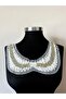 Decorative Collar with Pearls and Beads on White Tulle