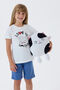 Girl's Crew Neck Pigment Printed Summer Regular Fit White Capri Set Rp3634-C-V1 - 2