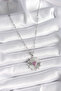 316L Steel Silver Color Pink Zircon Stone Heart Engraving Locket Model Women's Necklace - - 2