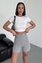High Waist Flexible Stretch Fabric Crepe Shorts That Offer Style and Comfort Together Gray () - 2