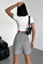 High Waist Flexible Stretch Fabric Crepe Shorts That Offer Style and Comfort Together Gray () - 4