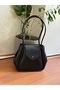 Women's Shoulder Bag with Snap Fasteners on the Sides - 2