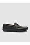 100% Genuine Leather Black Logo Detailed Men's Loafer Shoes